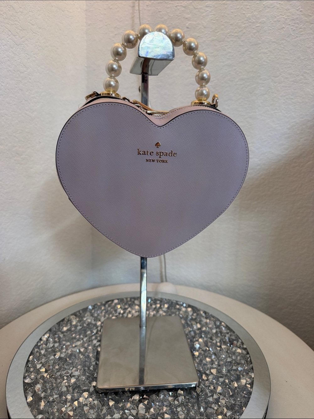 kate spade Lavender Heart Pearl-Handle Mini Crossbody